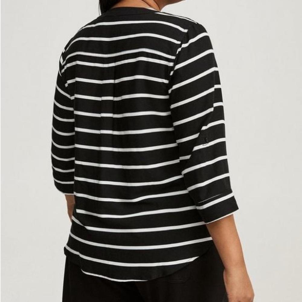 Torrid Harper Black & White Striped Pullover Blouse - Picture 2 of 10